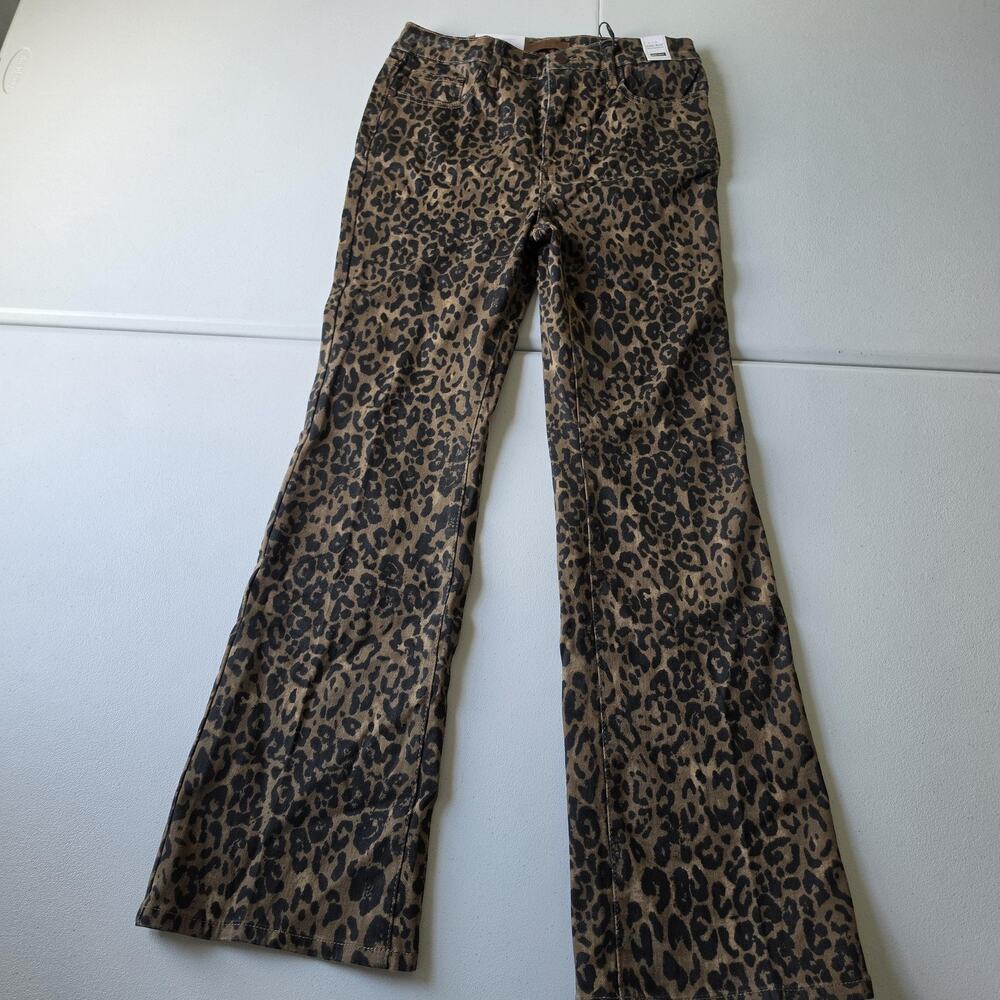 Leopard Print Women's Flared Jeans - Brown